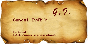 Gencsi Iván névjegykártya