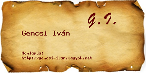 Gencsi Iván névjegykártya